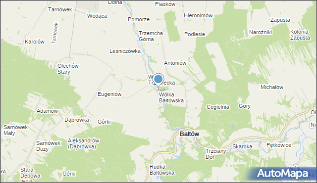 mapa Wólka Bałtowska, Wólka Bałtowska na mapie Targeo